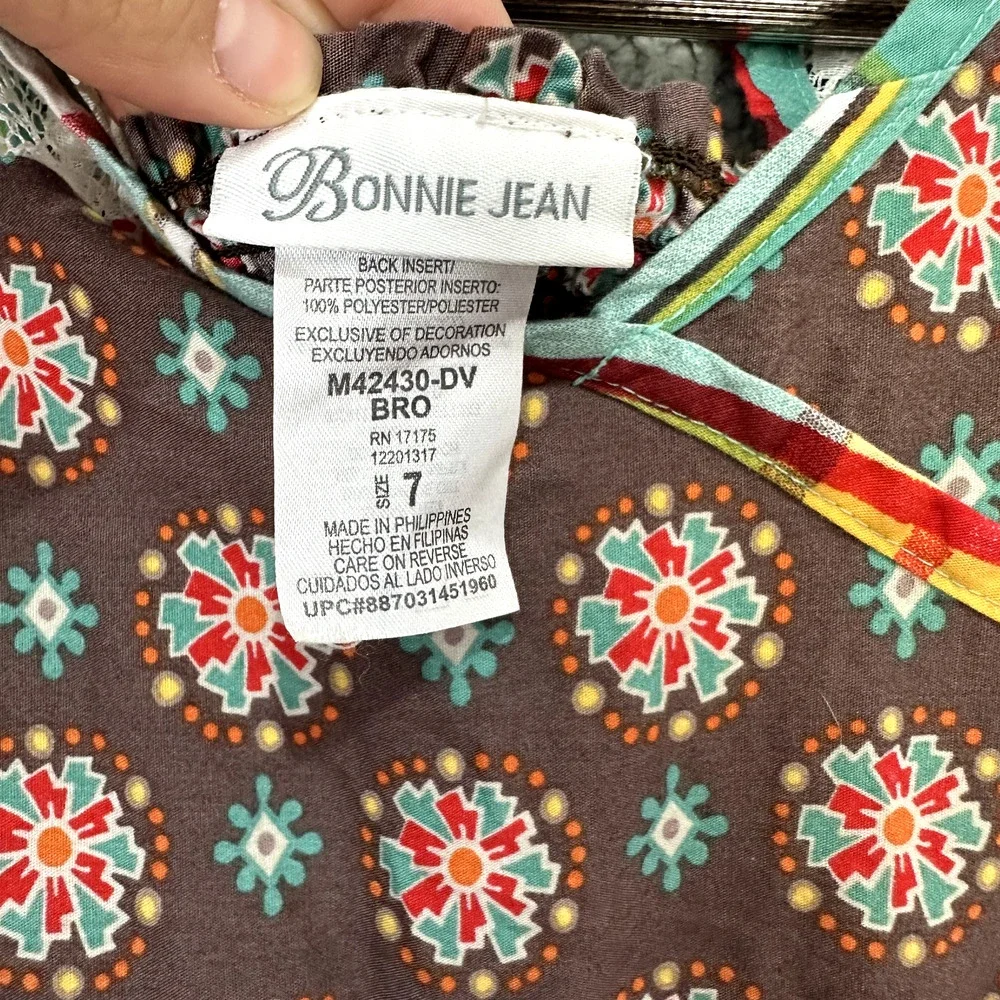 Bonnie Jean Dress Girls 7 Brown Paisley Cottagecore Boho Festival Cottage Summer